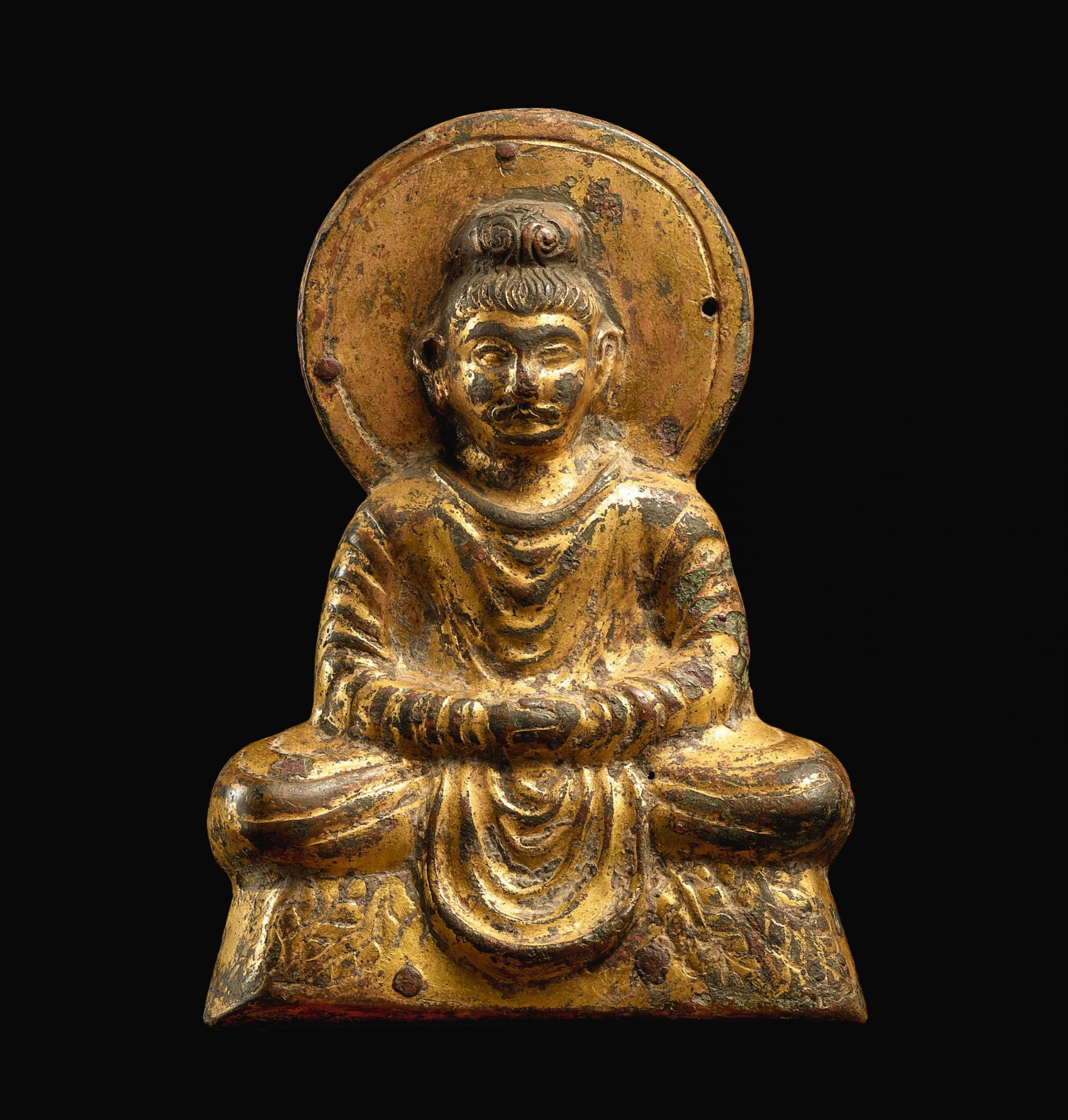 十六國四至五世紀初 鎏金銅犍陀羅式釋迦牟尼佛坐像