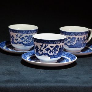 欧洲 青花柳树山水纹茶具 茶杯