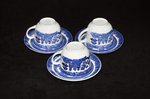 欧洲 青花柳树山水纹茶具 茶杯
