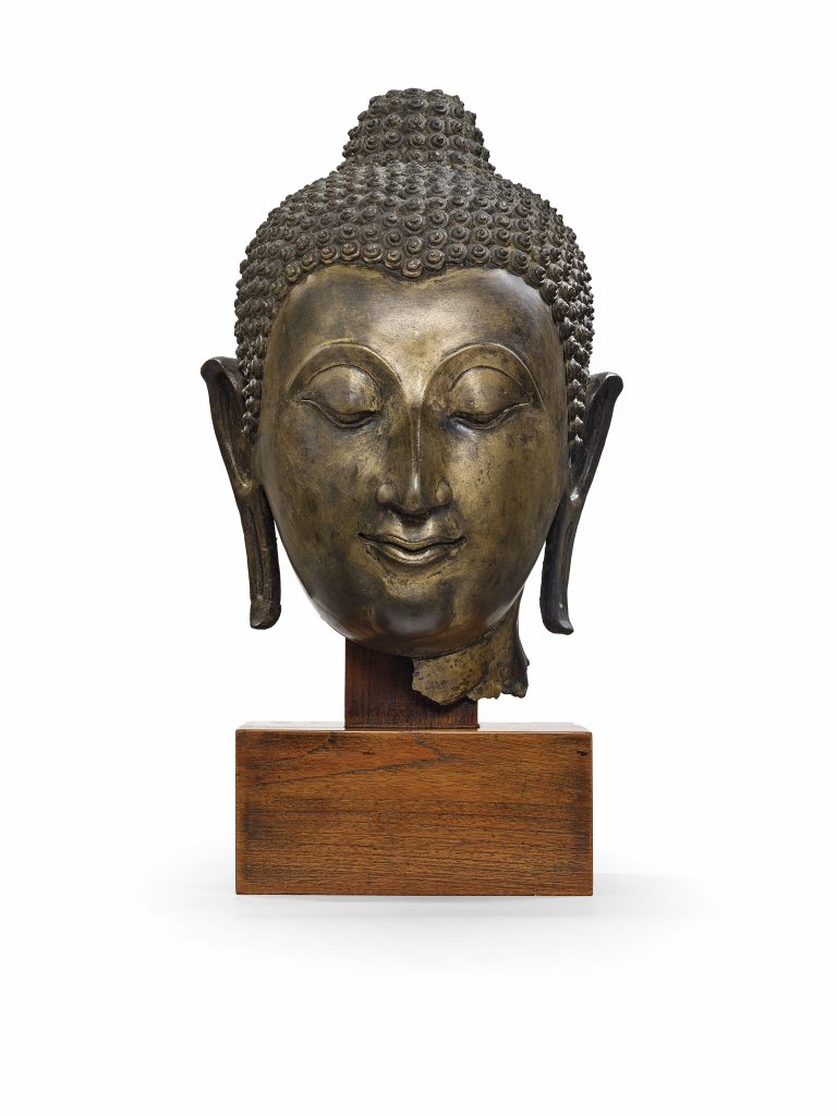 泰國 素可泰王朝 十五世紀 銅釋迦牟尼佛頭像 
