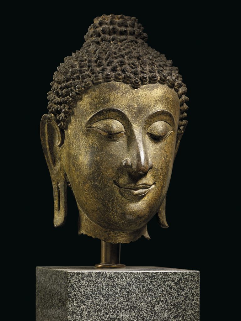 泰國 素可泰時期 十四/十五世紀 銅釋迦牟尼佛頭像 