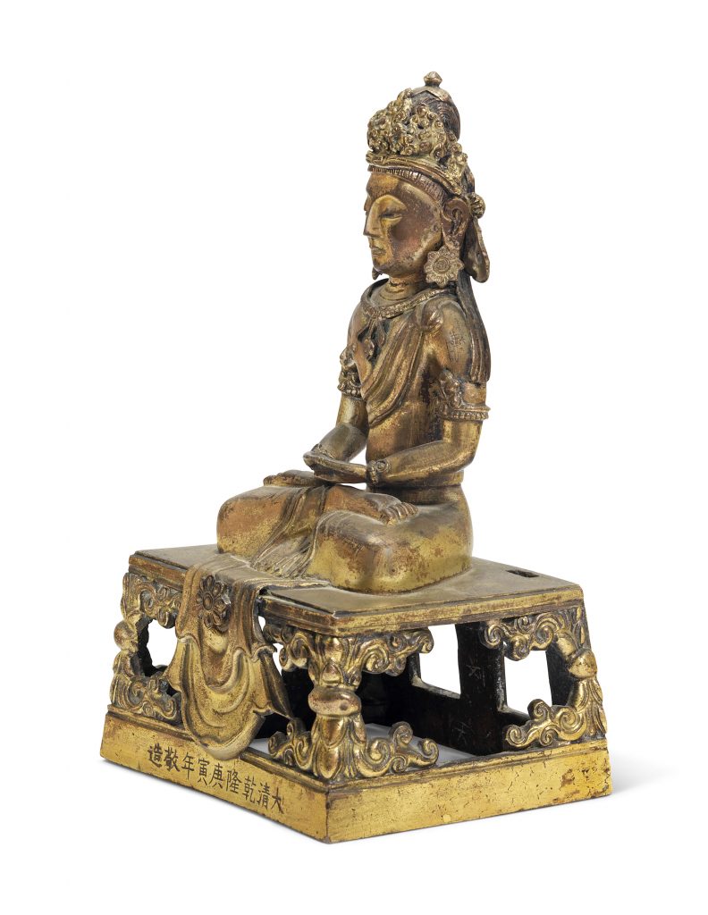 清乾隆 1770年 鎏金銅無量壽佛坐像 ｢大清乾隆庚寅年敬造｣刻款