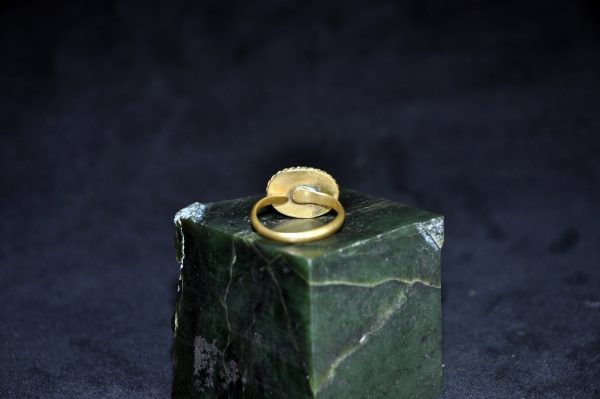 镶绿松石玛瑙铜戒指
