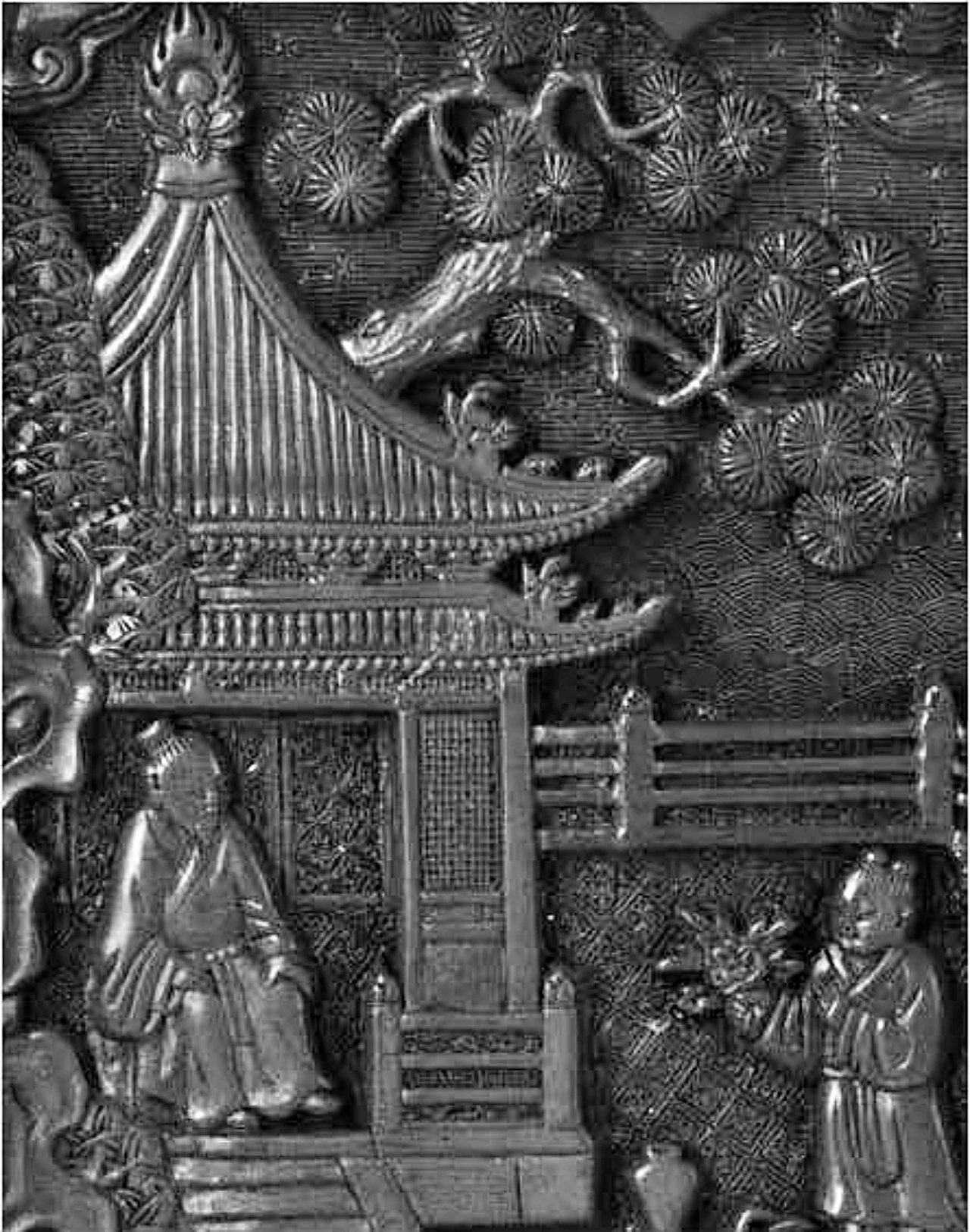 唐物 明清時期 6角堆朱 雕漆 香合 共箱 年代物人物 - 漆芸
