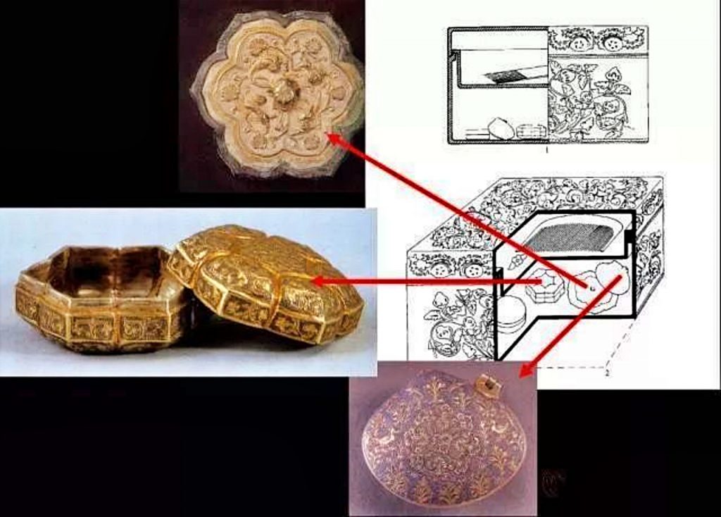 图1-6 “李景由”宝相花纹蛤形银盒 图1-7 “李景由”宝相花紋花瓣形银盒