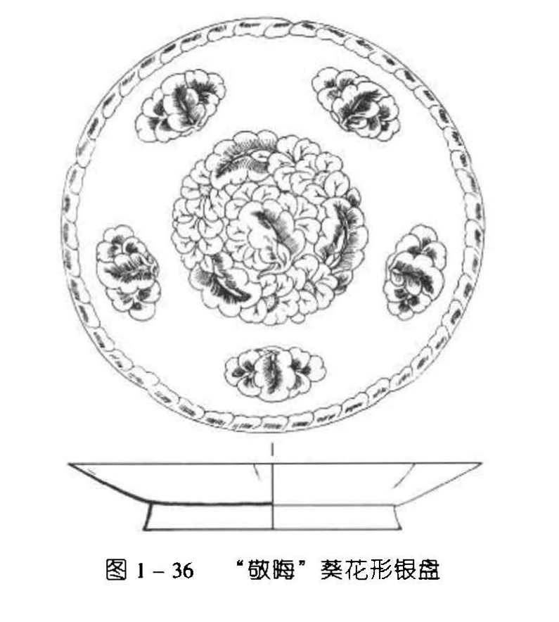 图 1-36 “敬晦”葵花形银盘