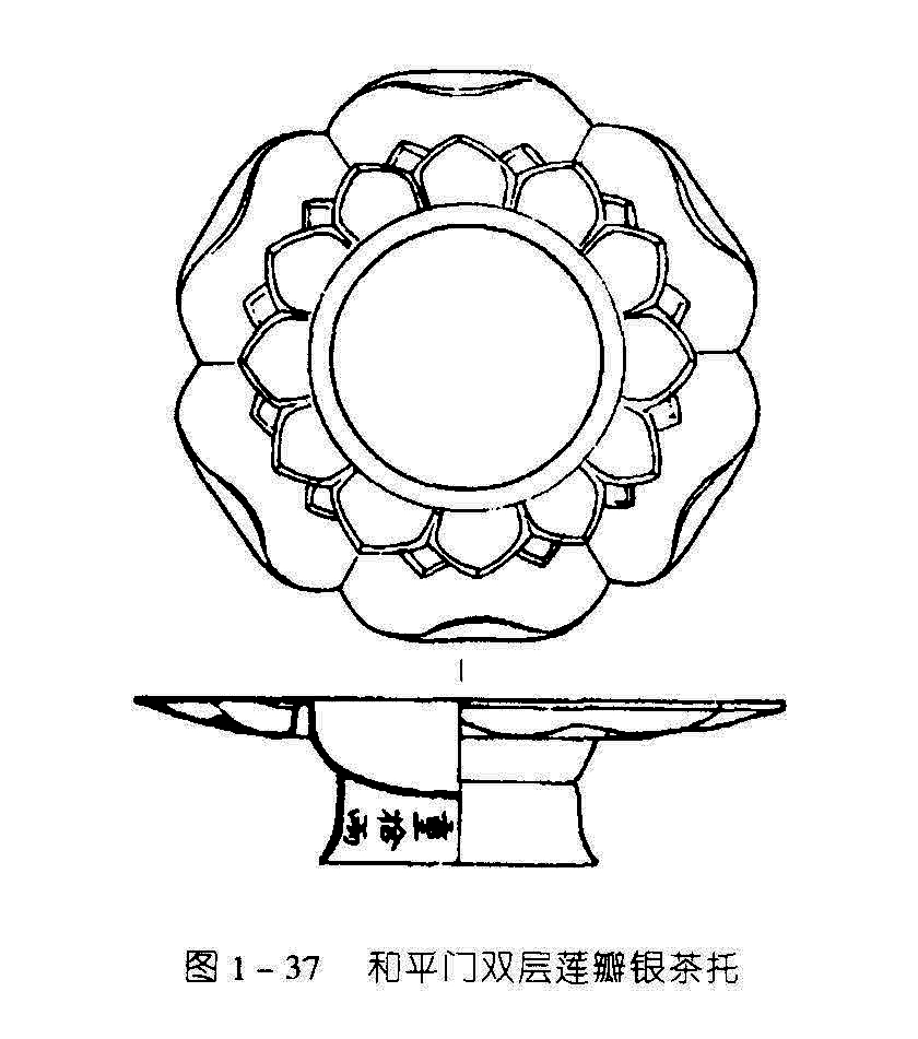 图1 - 37 和平门双层莲瓣银茶托