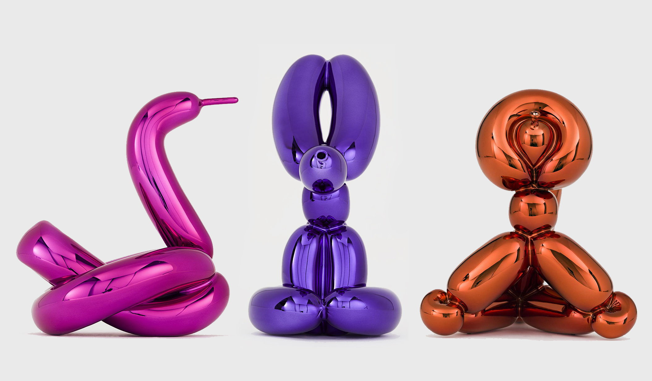  Jeff Koons, Balloon Swan, Rabbit, and Monkey, 2019 (Set of Three) Artist: Jeff Koons (1955 - ) Title: Balloon Swan, Rabbit, and Monkey, 2019 (Set of Three) Medium: Porcelain sculpture with chromatic coating