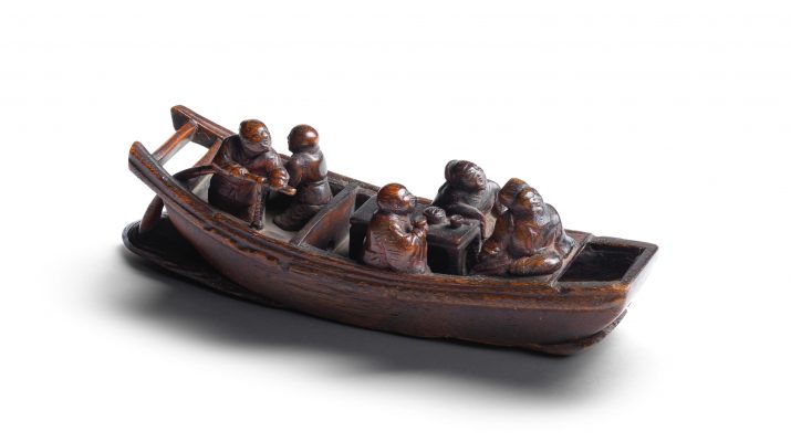 十七/十八世紀 犀角雕赤壁泛舟擺件