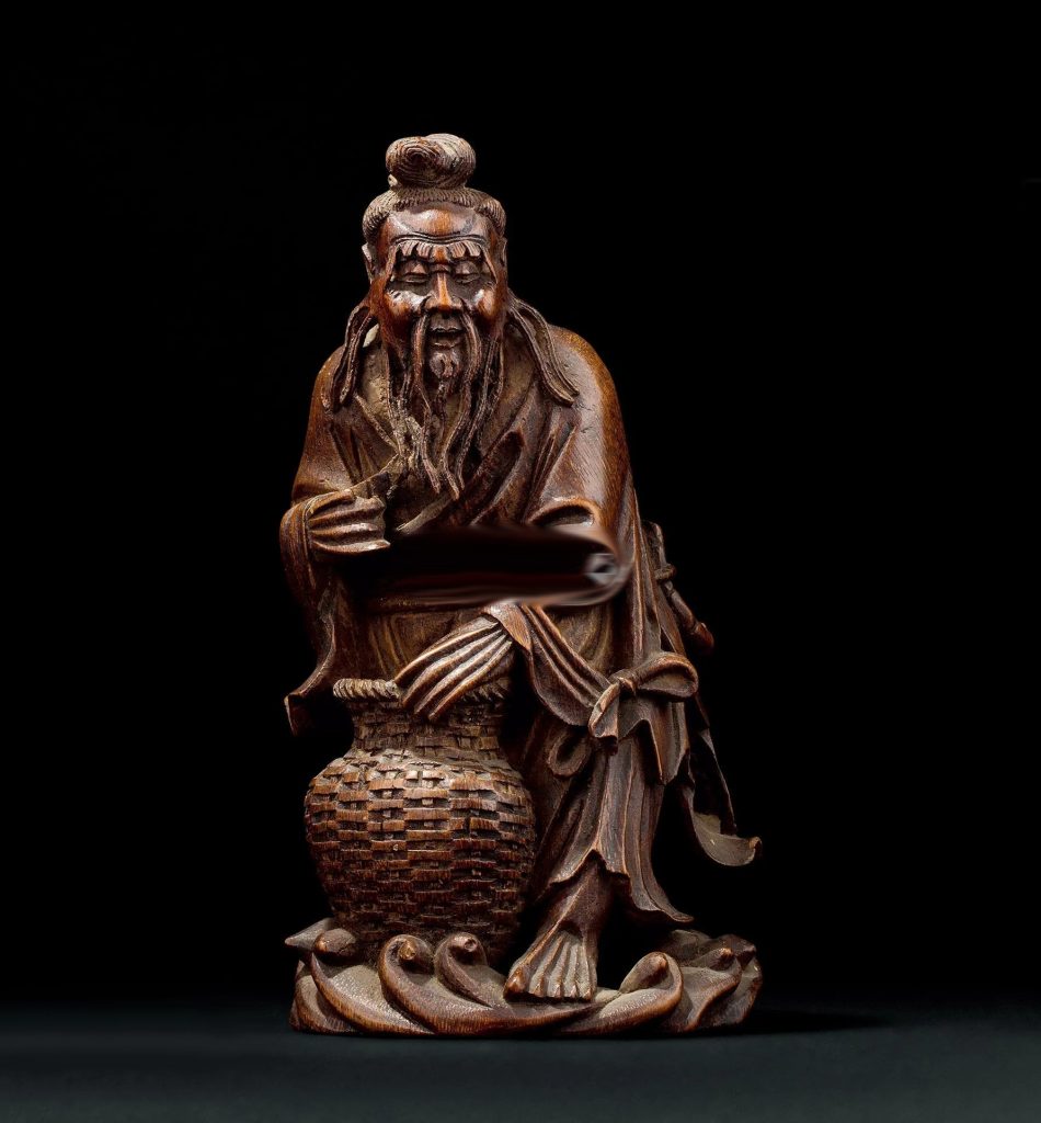 清代（1644-1911） 竹根雕渔翁摆件