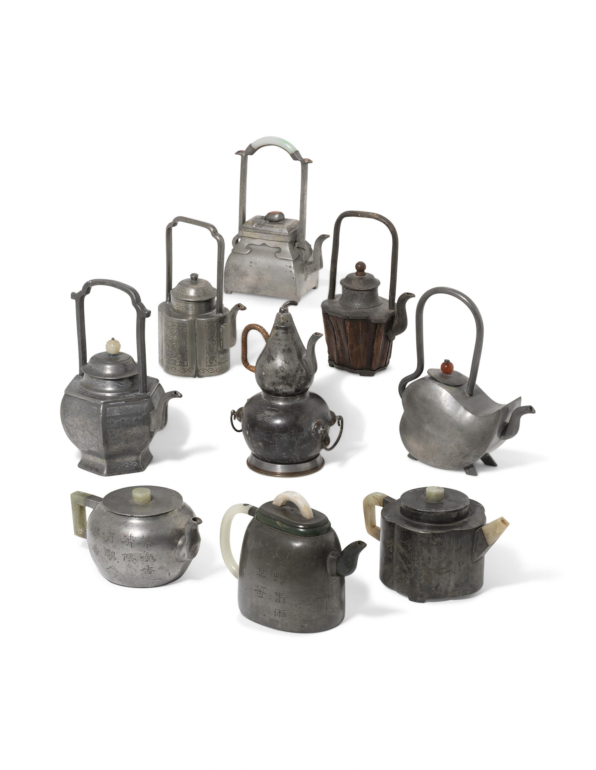 清十九世紀 錫壺一組九件