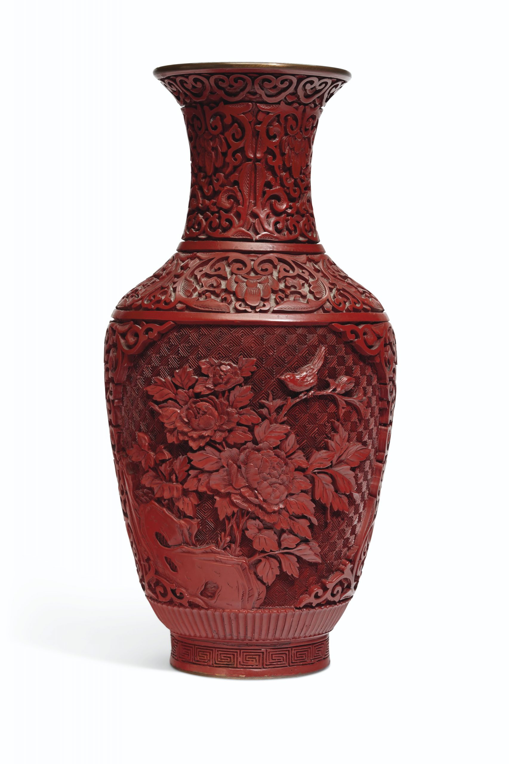 二十世纪 中国剔红花瓶 