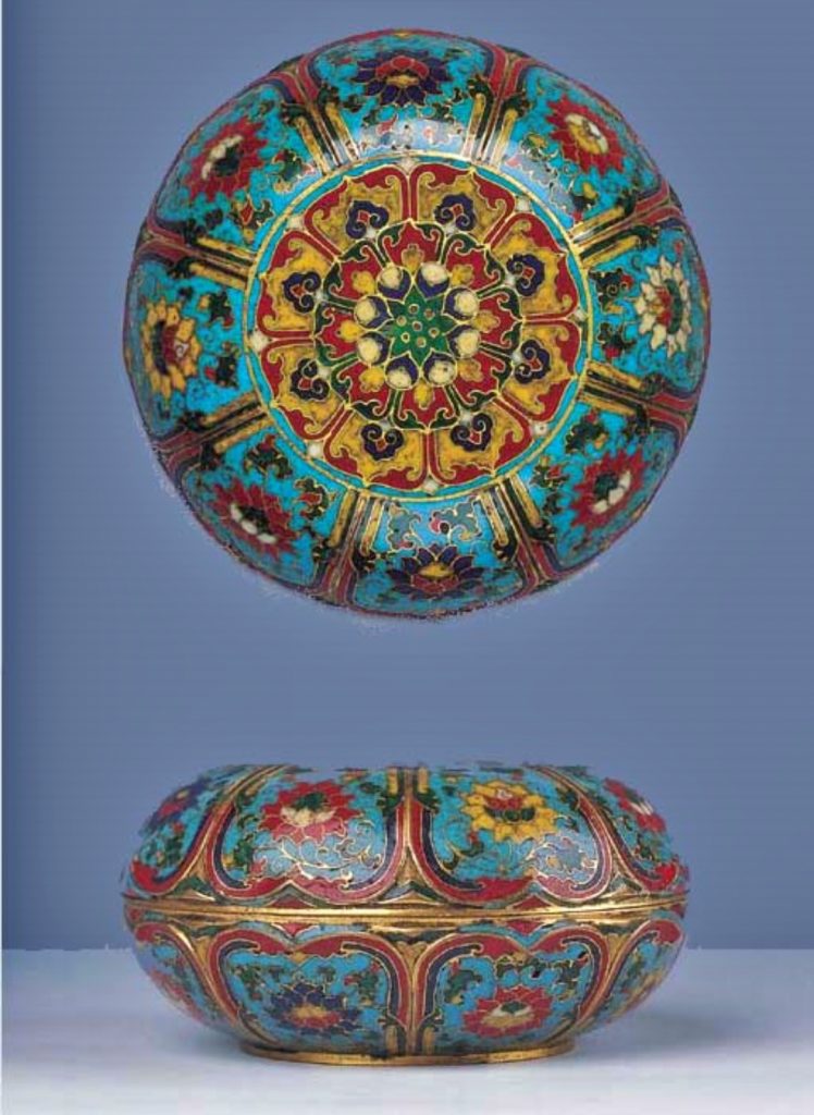 十五世紀上半葉 景泰藍琺瑯圓形盒蓋 景泰六字款 