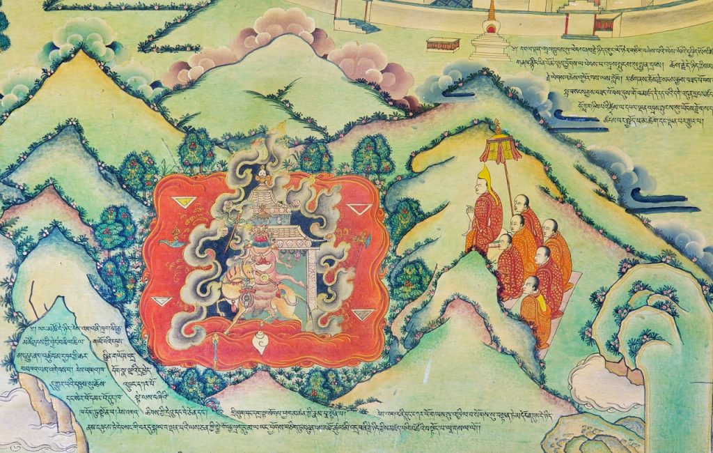  二世达赖喇嘛为拉姆拉错湖开光（罗布林卡壁画）