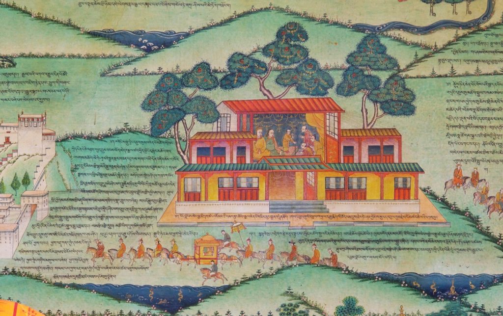  十三世达赖喇嘛转世灵童拉木登珠辨认遗物（罗布林卡壁画）