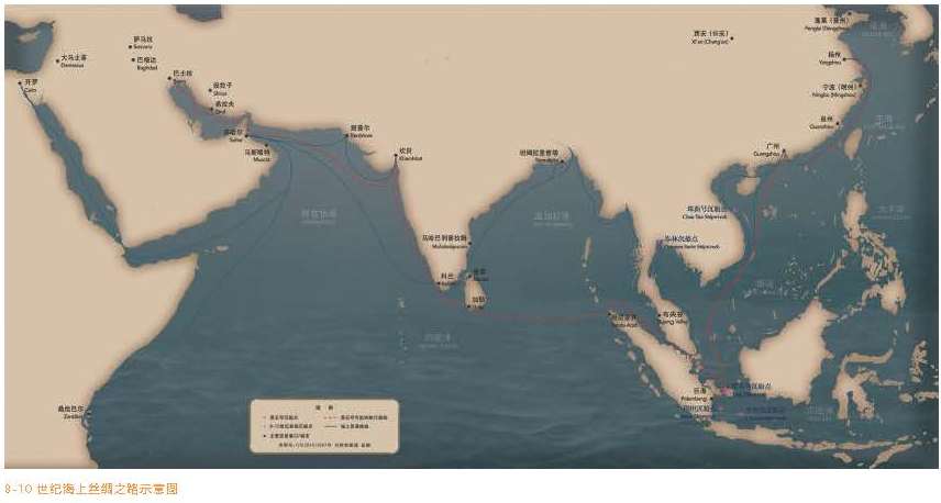 8-10 世纪海上丝绸之路示意图