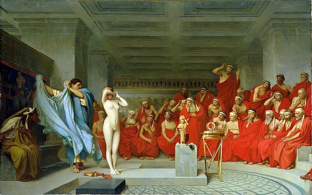 芙里尼 (Phryne) 在法官面前裸露 (1861)